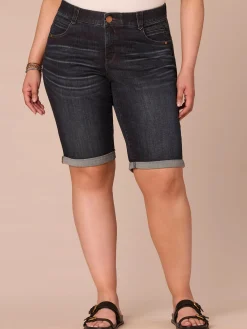 “Ab”solution® Mid-Rise Dark Indigo Artisanal Plus Size Bermuda Shorts
