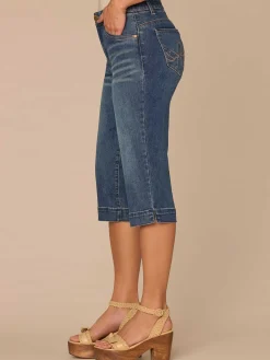 "Ab"solution® Mid-Rise 3D Embroidered Bow Pocket Skimmer Jeans