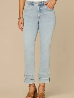 “Ab”solution® Mid-Rise Double Layer Fray Hem Kick Flare Jeans