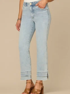 “Ab”solution® Mid-Rise Double Layer Fray Hem Kick Flare Jeans