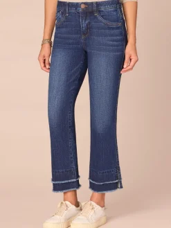 "Ab"solution® Mid-Rise Double Layer Fray Hem Petite Kick Flare Jeans