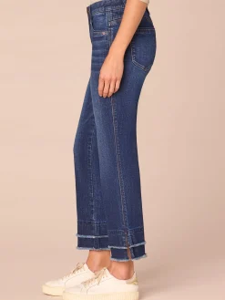 "Ab"solution® Mid-Rise Double Layer Fray Hem Petite Kick Flare Jeans