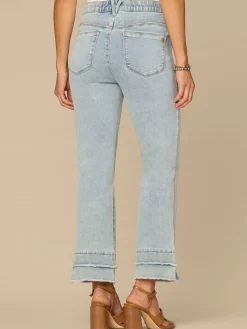 “Ab”solution® Mid-Rise Double Layer Fray Hem Plus Size Kick Flare Jean