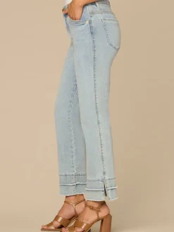 “Ab”solution® Mid-Rise Double Layer Fray Hem Plus Size Kick Flare Jean