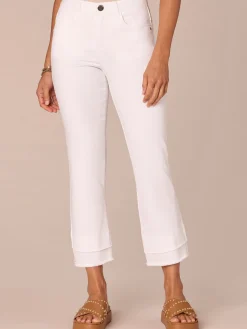 "Ab"solution Mid-Rise Flare Jeans with Double Layer Fray Hem