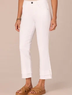 "Ab"solution Mid-Rise Flare Petite Jeans with Double Layer Fray Hem