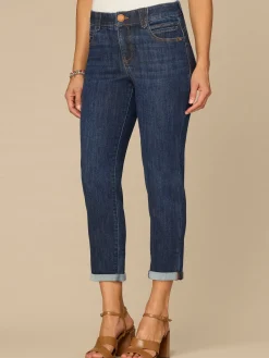 “Ab”solution® Mid-Rise Indigo Ankle Skimmer Jeans with Roll Cuff Hem