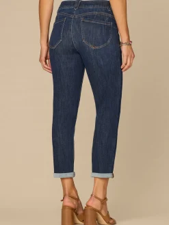 “Ab”solution® Mid-Rise Indigo Ankle Skimmer Jeans with Roll Cuff Hem