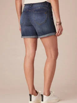 “Ab”solution® Mid-Rise Indigo Booty Lift Petite Shorts