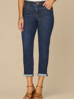 “Ab”solution® Mid-Rise Indigo Roll Cuff Petite Ankle Skimmer Jeans