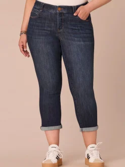 “Ab”solution® Mid-Rise Indigo Roll Cuff Plus Size Ankle Skimmer Jeans