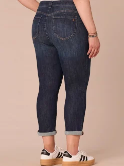 “Ab”solution® Mid-Rise Indigo Roll Cuff Plus Size Ankle Skimmer Jeans