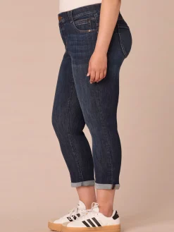 “Ab”solution® Mid-Rise Indigo Roll Cuff Plus Size Ankle Skimmer Jeans