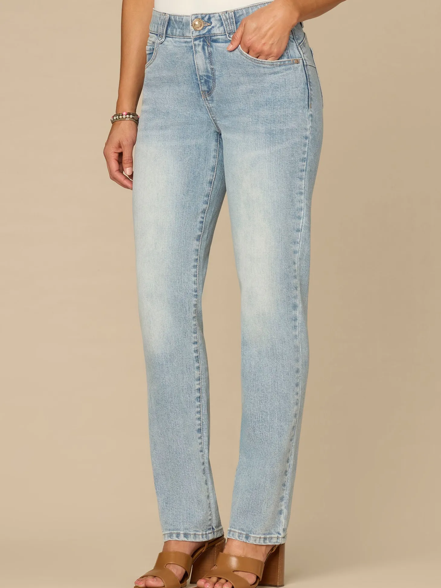 “Ab”solution® Mid-Rise Light Blue Booty Lift Straight Leg Jeans