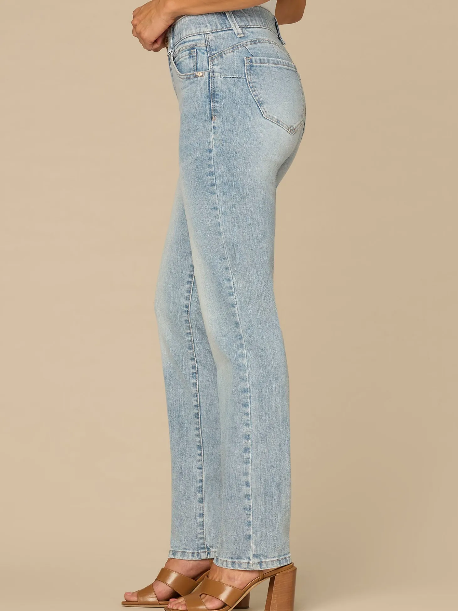 “Ab”solution® Mid-Rise Light Blue Booty Lift Straight Leg Jeans