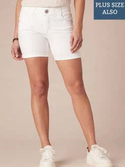 “Ab”solution® Mid-Rise Optic White Booty Lift Plus Size Shorts