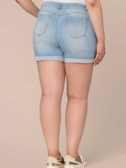 "Ab"solution Mid-Rise Plus Size Shorts with Angled Dart Seams