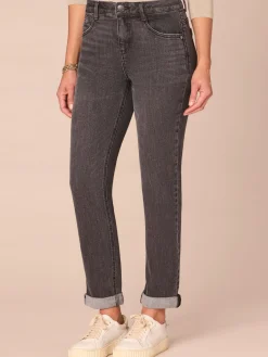 "Ab"solution® Mid-Rise Plus Size Girlfriend Jeans with Roll Cuff