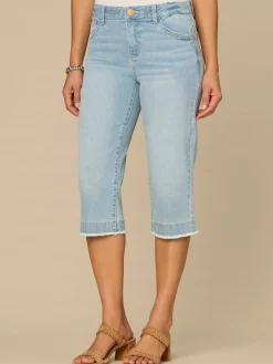 “Ab”solution® Mid-Rise Powder Blue Fray Hem Plus Size Skimmer Jeans