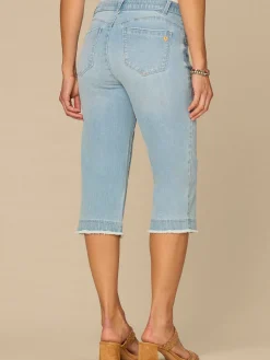 “Ab”solution® Mid-Rise Powder Blue Artisanal Fray Hem Skimmer Jeans