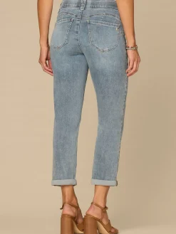 “Ab”solution® Mid-Rise Roll Cuff Light Blue Petite Ankle Skimmer Jeans