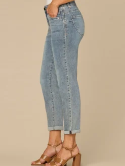 “Ab”solution® Mid-Rise Roll Cuff Light Blue Ankle Skimmer Jeans