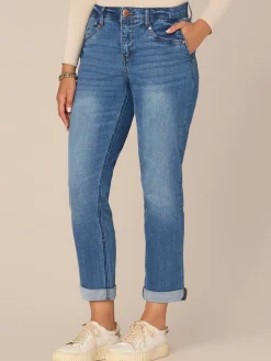"Ab"solution Mid-Rise Side Entry Pocket Girlfriend Petite Jeans