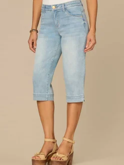 “Ab”solution® Mid-Rise Side Slit Skimmer Jeans with 3D Bow Embroidery