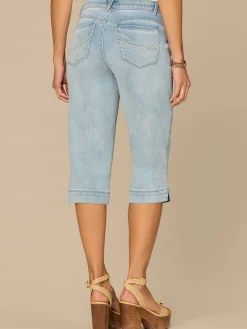 “Ab”solution® Mid-Rise Side Slit Skimmer Jeans with 3D Bow Embroidery