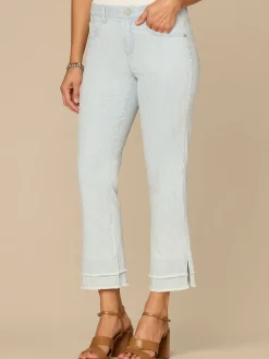 “Ab”solution® Mid-Rise Striped Kick Flare Jeans with Double Layer Fray Hem