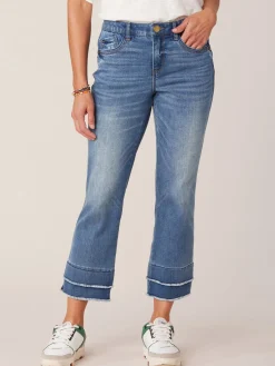 "Ab"solution Petite Kick Flare Jeans with Double Layer Fray Hem