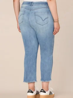 "Ab"solution Plus Size Cascading "D" Back Pocket Slim Straight Jean