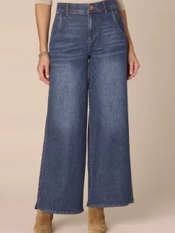 “Ab”solution® Skyrise Blue Tulip Hem Wide Leg Petite Jeans