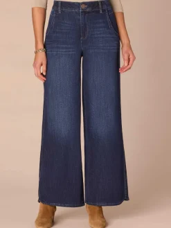 "Ab"solution® Skyrise Curved Pocket Wide Leg Jeans with Tulip Hem