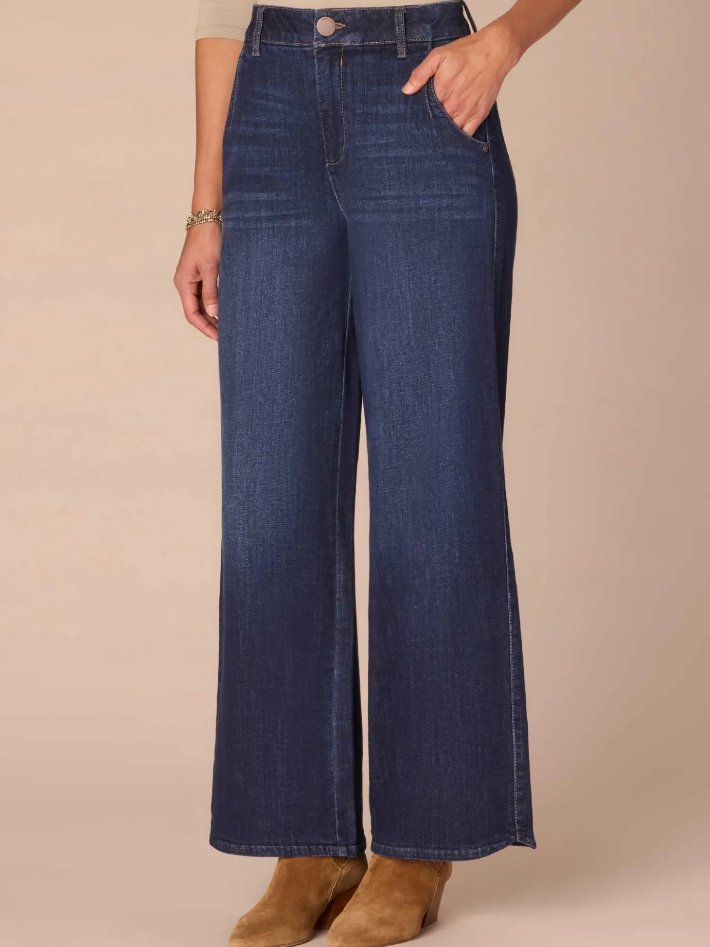 "Ab"solution® Skyrise Curved Pocket Wide Leg Tall Jeans with Tulip Hem