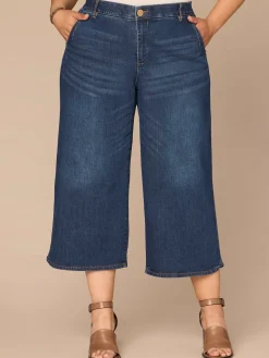 "Ab"solution® Skyrise Dart Seam Tulip Hem Crop Plus Size Wide Leg Jean