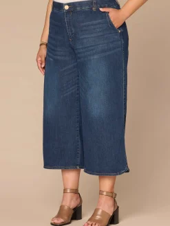 "Ab"solution® Skyrise Dart Seam Tulip Hem Crop Plus Size Wide Leg Jean