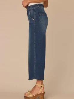 "Ab"solution® Skyrise Dart Seam Tulip Hem Crop Petite Wide Leg Jeans