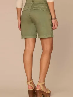 "Ab"solution® Skyrise Double Button Flap Patch Pocket Cargo Shorts
