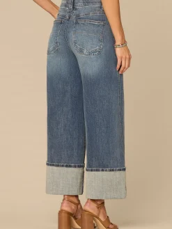 “Ab”solution® Skyrise Forward Side Seam Petite Wide Leg Jean with Cuff