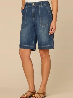 “Ab”solution® Skyrise Patch Pocket Embroidered Bermuda Short with Loop