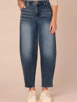 "Ab"solution® Skyrise Relaxed Barrel Leg Jeans with Uneven Yoke
