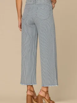 “Ab”solution® Skyrise Round Up Fray Hem Stripe Wide Leg Boyfriend Jean