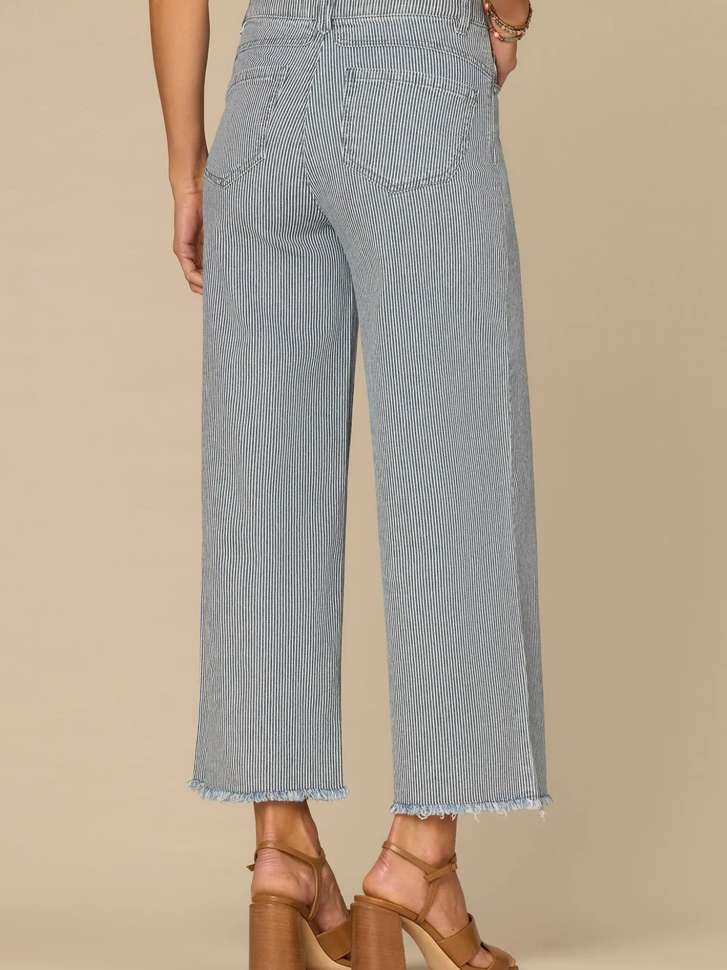 “Ab”solution® Skyrise Round Up Fray Hem Stripe Wide Leg Boyfriend Jean