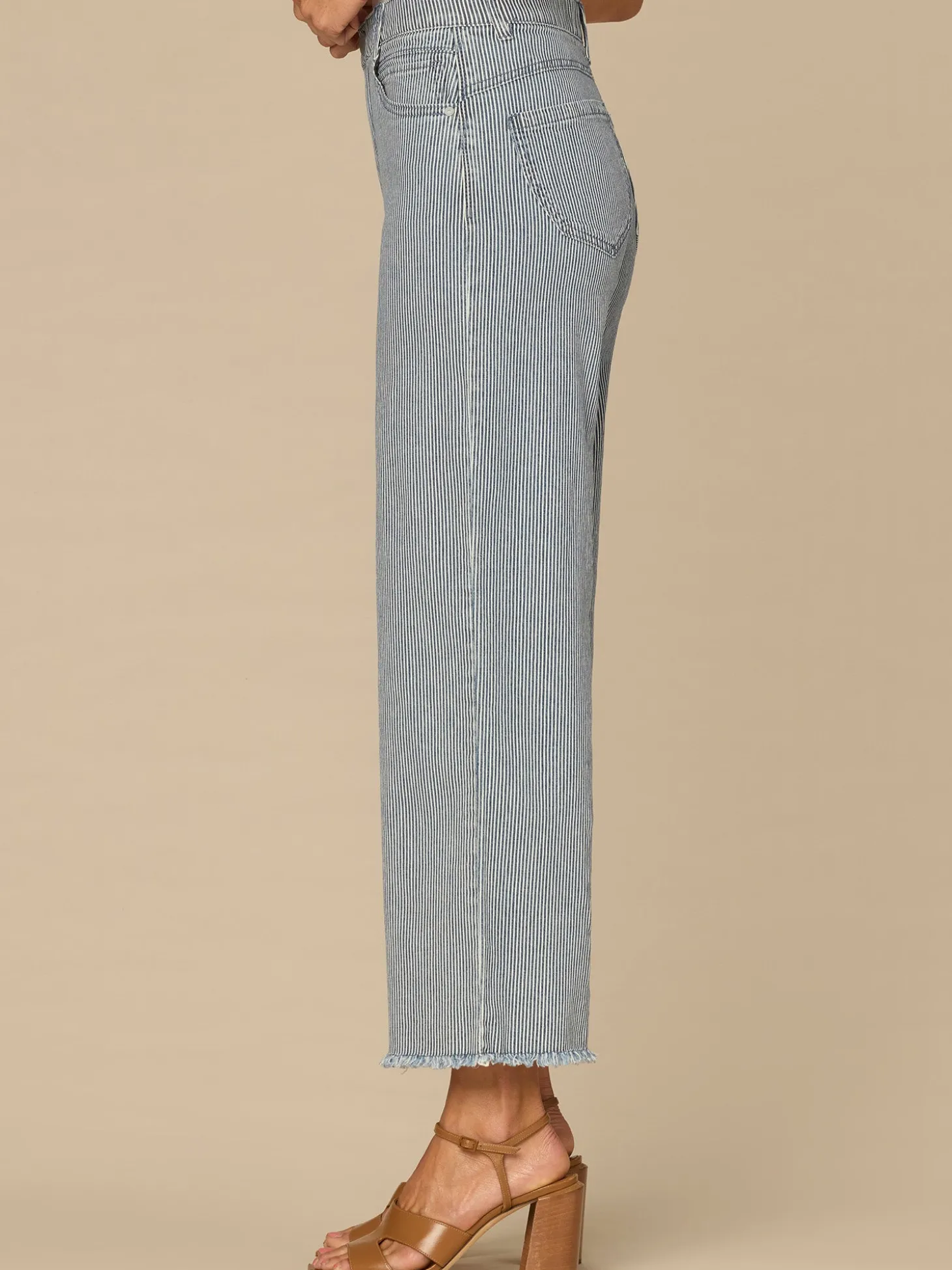 “Ab”solution® Skyrise Round Up Fray Hem Stripe Wide Leg Boyfriend Jean