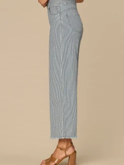 “Ab”solution® Skyrise Round Up Striped Petite Wide Leg Boyfriend Jean
