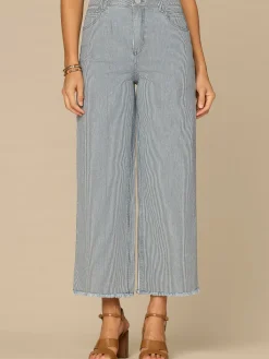 “Ab”solution® Skyrise Round Up Striped Petite Wide Leg Boyfriend Jean