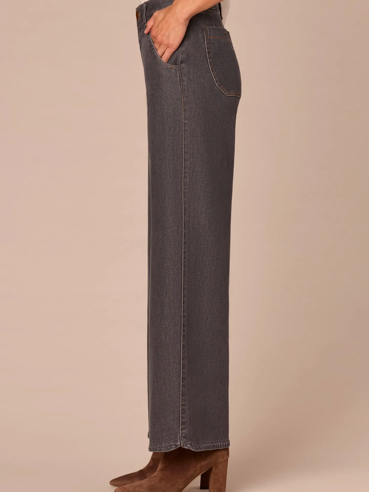 "Ab"solution® Skyrise Tulip Hem Wide Leg Jeans with Curved Pockets