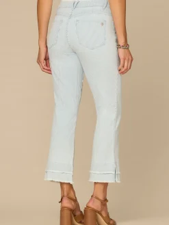 “Ab”solution® Striped Mid-Rise Double Layer Fray Hem Petite Kick Flare Jeans
