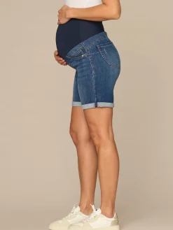 CradleComfort Baby Bump Maternity Shorts with Double Roll Cuff